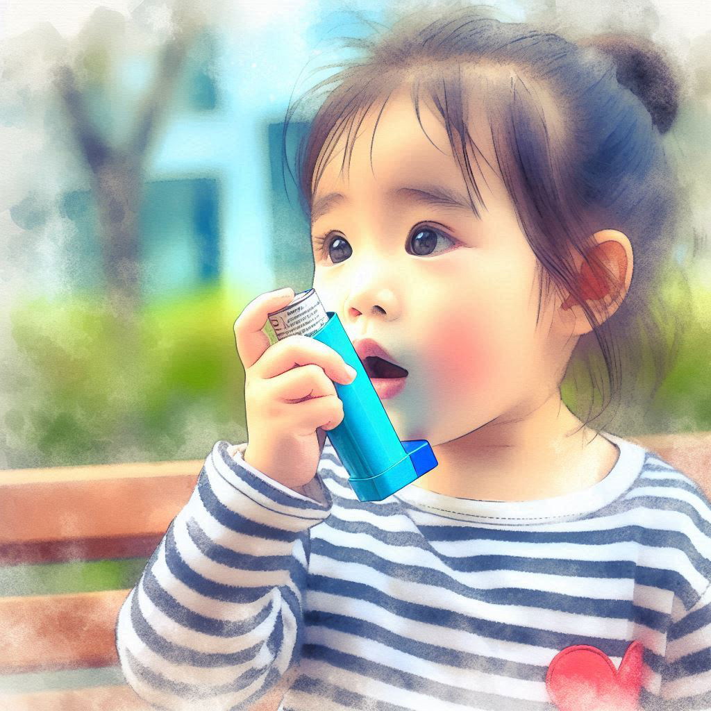 Asian Child with inhaler