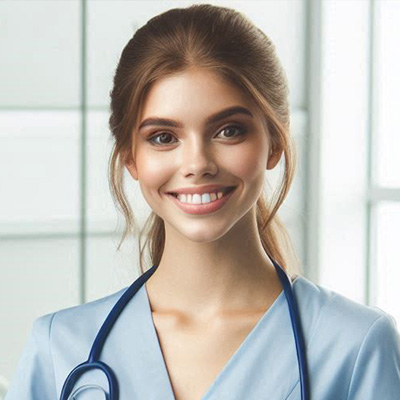 Nurse, young woman smiling